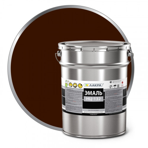 Эмаль НЦ-132 Коричневый 17 кг Лакра