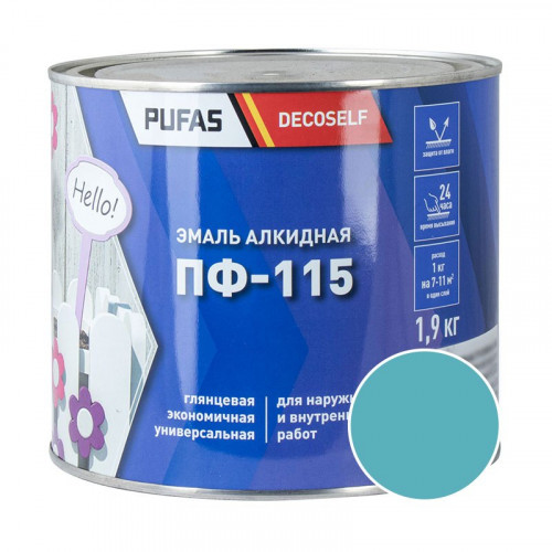 Эмаль ПФ-115 светло-голубая Decoself Pufas, 1,9кг
