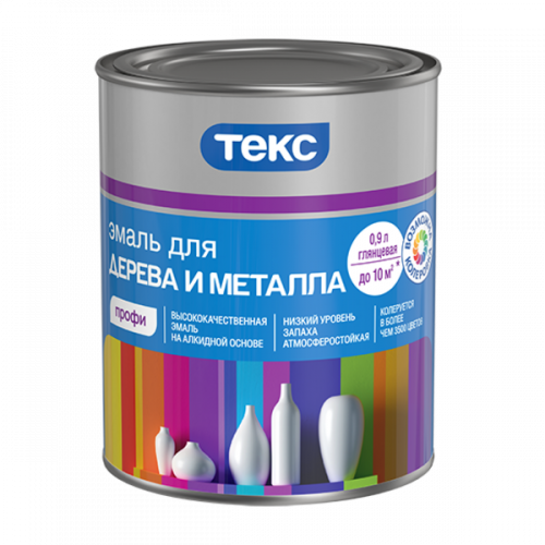 Эмаль для дерева и металла Профи глянцевая Белая 0,9 л ТЕКС