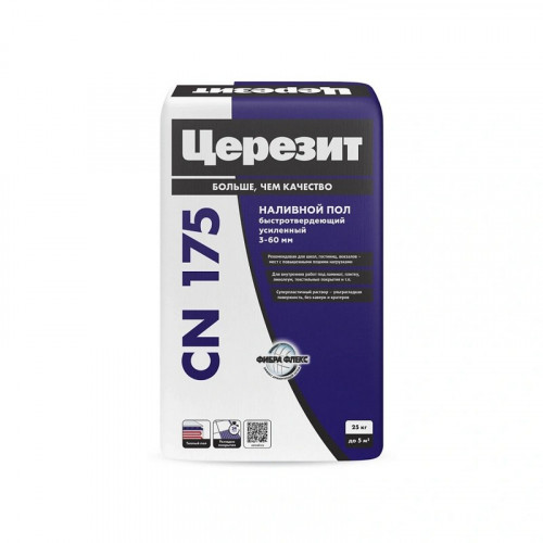 Наливной пол Церезит CN 175 армированный самовыравнивающийся, 3-60мм, 25 кг