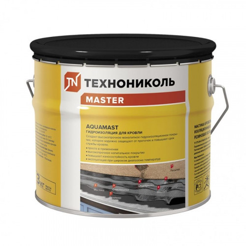 Мастика битумно-резиновая AquaMast 3кг для кровли Технониколь