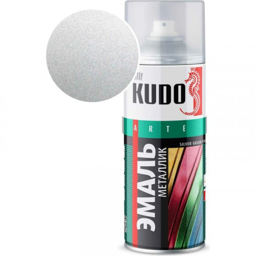 Эмаль аэрозольная металлик KU-1026 серебро Kudo Silver Grain Finish 520мл