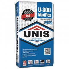 Клей для керамогранита эластичный UNIS U-300 MAXIFLEX, класс С2 ТЕ S1, 25кг