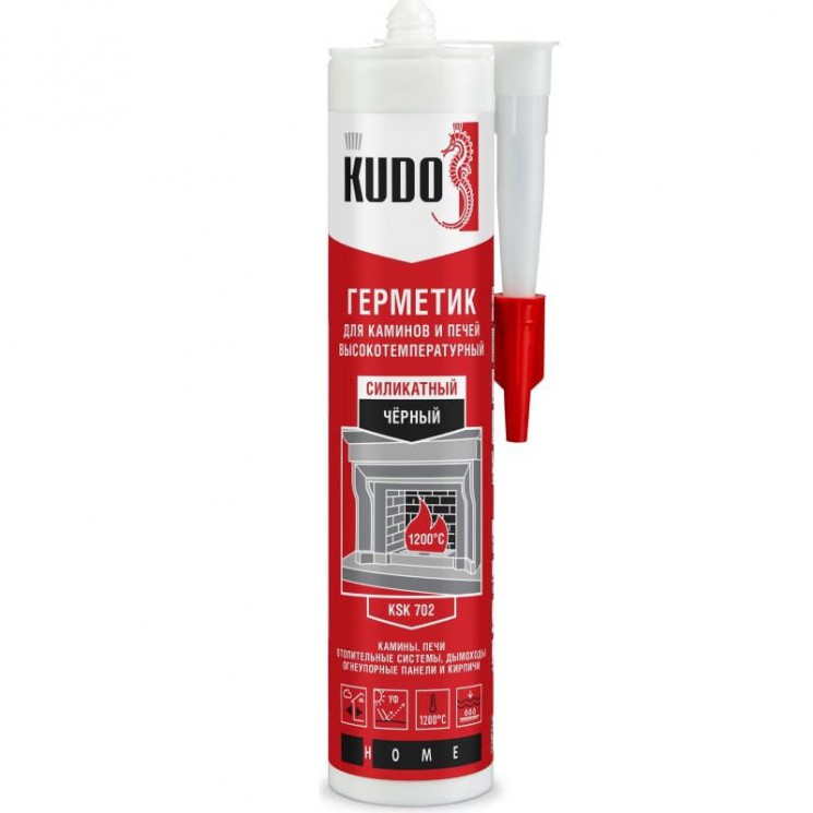 Герметик для печей силикатный черный KUDO KSK-702 1200С, 280 мл