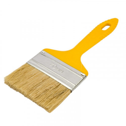Кисть плоская 70мм, натуральная щетина, пластмассовая ручка, Korvus Хобби 0103330