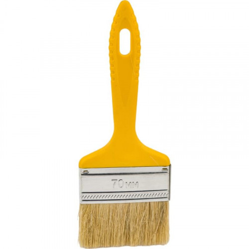 Кисть плоская 70мм, натуральная щетина, пластмассовая ручка, Korvus Хобби 0103330