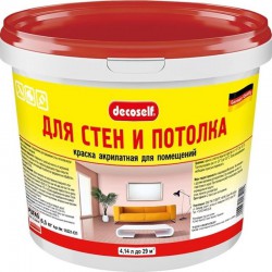 Краска акрилатная для стен и потолков, морозостойкая Decoself Pufas 6.5кг / 4,14 л.
