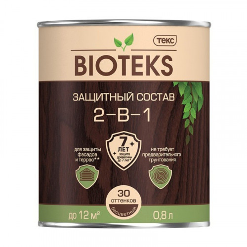 Антисептик защитный лессирующий 2-в-1 Орех Биотекс (Bioteks) 0.8л