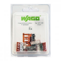 Клемма 4х(0,5-2,5кв.мм) WAGO 2273-204, 6шт
