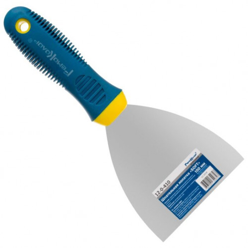 Шпатель нержавеющая сталь двухкомпонентная рукоятка 100мм, Soft РемоКолор 12-0-410