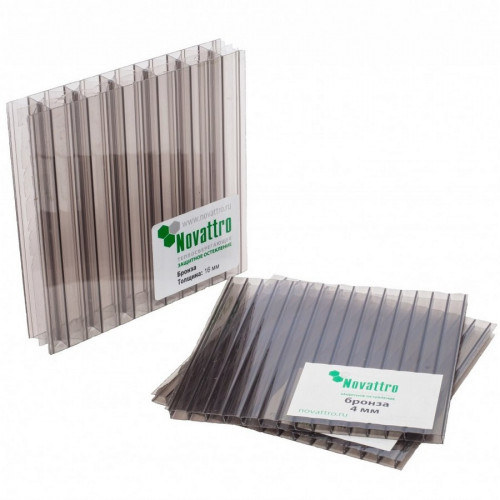 Сотовый поликарбонат 6мм Бронза 2,1х6м Новаттро 1,2кг/м2