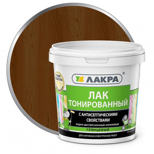 Лак тонированный акриловый 0.9кг Орех, Лакра