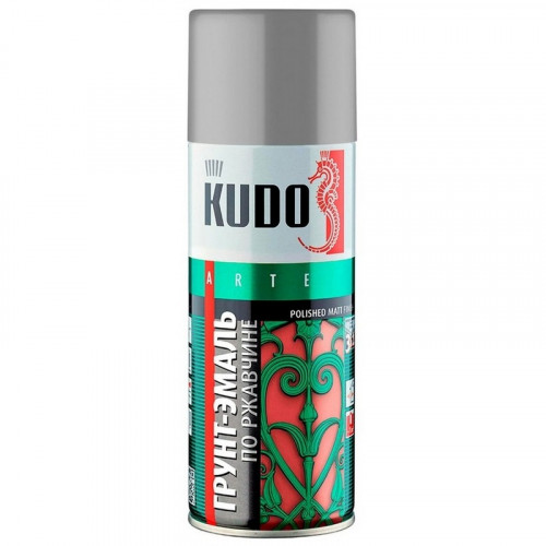 Грунт-эмаль аэрозольная по ржавчине KU-317042 Серая матовая RAL7042 Kudo 520мл