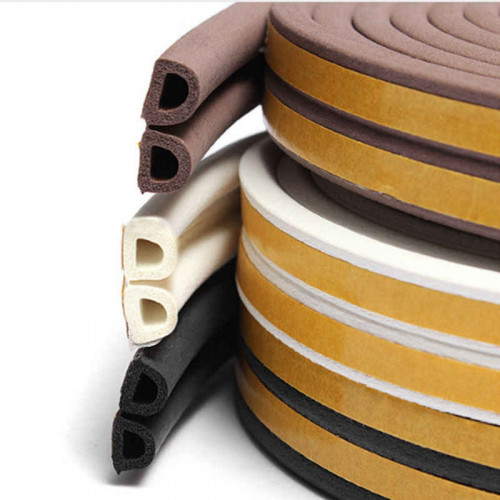 Уплотнитель самоклеящийся черный Sila Home D100 9х7,4мм, 100м