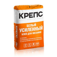 Клей КРЕПС Усиленный белый для мозаики, мрамора, камня, керамогранита (С2 Т) 25 кг