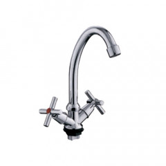 Смеситель для кухни двуручный на шпильке силумин хром Frud