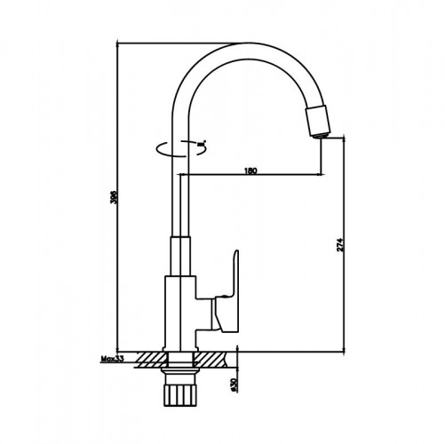 Смеситель для кухни одноручный гибкий излив шпилька латунь хром черный Haiba HB70112-7