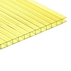 Поликарбонат 2100х6000х8мм (желтый) Unippol 0,9кг/м2 пленка с 1 стороны