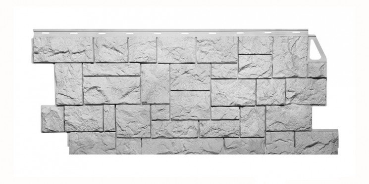 Фасадная панель Камень дикий 465х1123мм (0,44м2), Мелованный белый