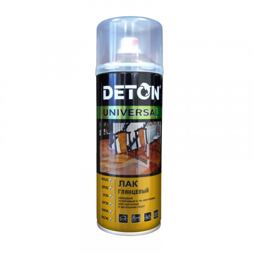 Лак аэрозольный алкидный атмосферостойкий глянцевый 520мл DETON DTN-A46790