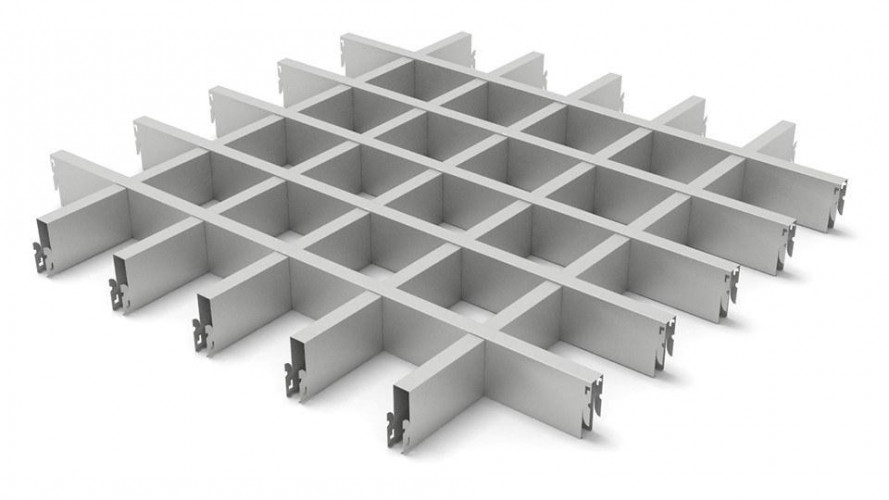 Грильято в сборе 100*100мм, алюминий Металлик матовый Эконом