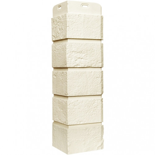 Угол наружный для панелей Состаренный кирпич Classic Молочный 390х120мм, Grand Line