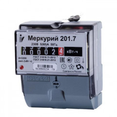 Счетчик однотарифный Меркурий 201.7, 1ф, 5-60А, класс точности 1.0, Инкотекс